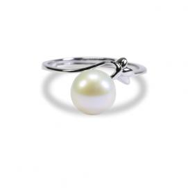 925 silver CZ fresh water pearl ring