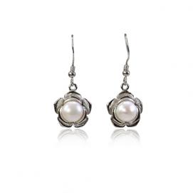 925 silver CZ fresh water pearl earring