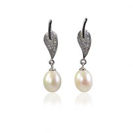 925 silver CZ fresh water pearl earring