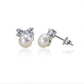 925 silver CZ fresh water pearl earring