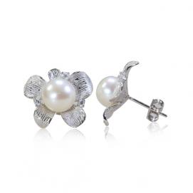 925 silver CZ fresh water pearl earring
