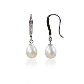 925 silver CZ fresh water pearl earring