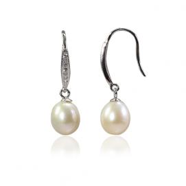 925 silver CZ fresh water pearl earring