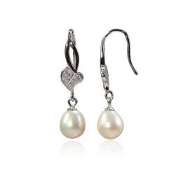 925 silver CZ fresh water pearl earring