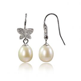 925 silver CZ fresh water pearl earring