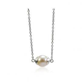925 Silver CZ Fresh Water Pearl Necklace