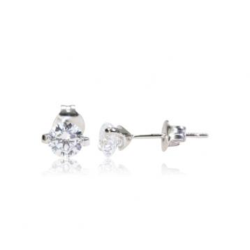 925 Silver 5.0mm Cubic Zirconia Earring