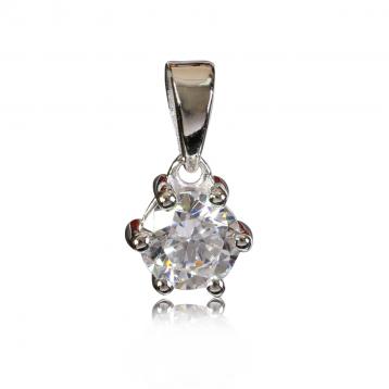 925 Silver 6.0mm Cubic Zirconia Pendant