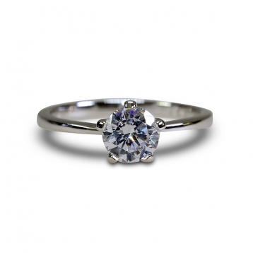 925 Silver 6.0mm Cubic Zirconia Ring