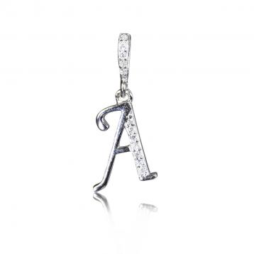 925 silver CZ alphabet pendant