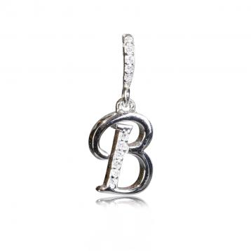 925 silver CZ alphabet pendant