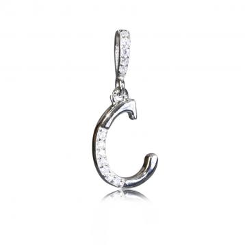 925 silver CZ alphabet pendant