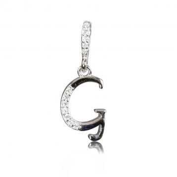 925 silver CZ alphabet pendant