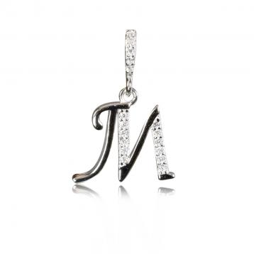 925 silver CZ alphabet pendant