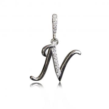 925 silver CZ alphabet pendant
