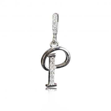 925 silver CZ alphabet pendant