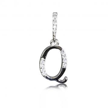 925 silver CZ alphabet pendant