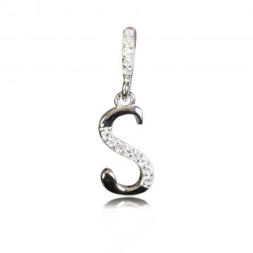 925 silver CZ alphabet pendant