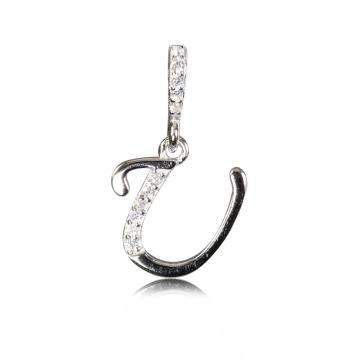 925 silver CZ alphabet pendant