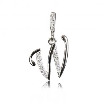 925 silver CZ alphabet pendant