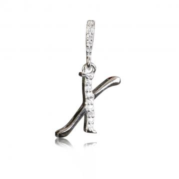 925 silver CZ alphabet pendant