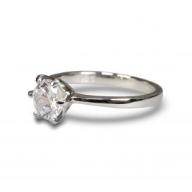 925 Silver 6.5mm Cubic Zirconia Ring