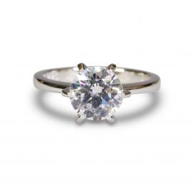 925 Silver 8.0mm Cubic Zirconia Ring