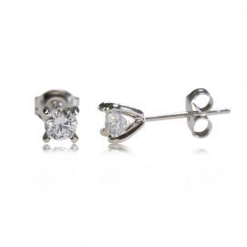 925 Silver 4.0mm Cubic Zirconia Earring