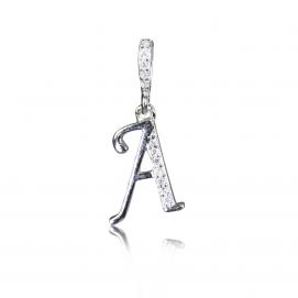 925 silver CZ alphabet pendant