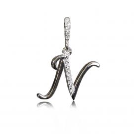 925 silver CZ alphabet pendant