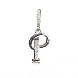 925 silver CZ alphabet pendant