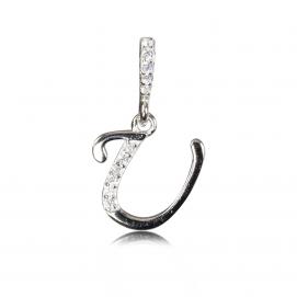 925 silver CZ alphabet pendant