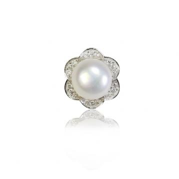 925 silver CZ fresh water pearl pendant
