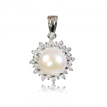 925 silver CZ fresh water pearl pendant