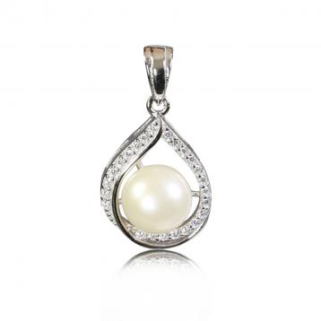 925 silver CZ fresh water pearl pendant