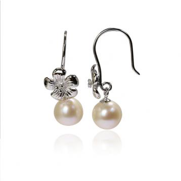 925 silver CZ fresh water pearl earring