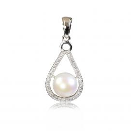 925 silver CZ fresh water pearl pendant