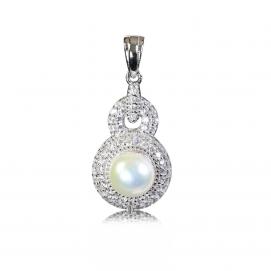 925 silver CZ fresh water pearl pendant