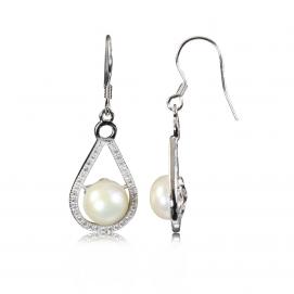 925 silver CZ fresh water pearl earring