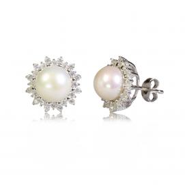 925 silver CZ fresh water pearl earring