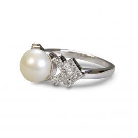 925 Silver CZ Fresh Water Pearl Ring