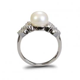 925 Silver CZ Fresh Water Pearl Ring