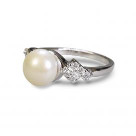 925 Silver CZ Fresh Water Pearl Ring