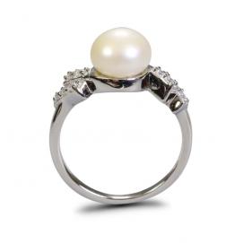 925 Silver CZ Fresh Water Pearl Ring