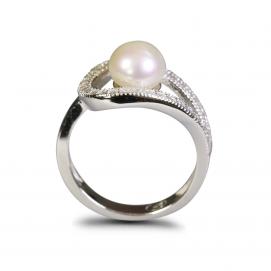 925 Silver CZ Fresh Water Pearl Ring