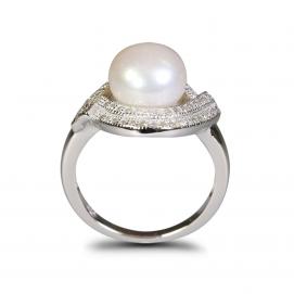 925 Silver CZ Fresh Water Pearl Ring