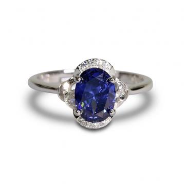 925 Silver Created Blue Sapphire Ring