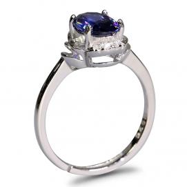 925 Silver Created Blue Sapphire Ring