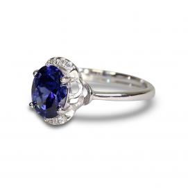 925 Silver Created Blue Sapphire Ring