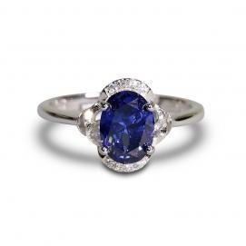 925 Silver Created Blue Sapphire Ring